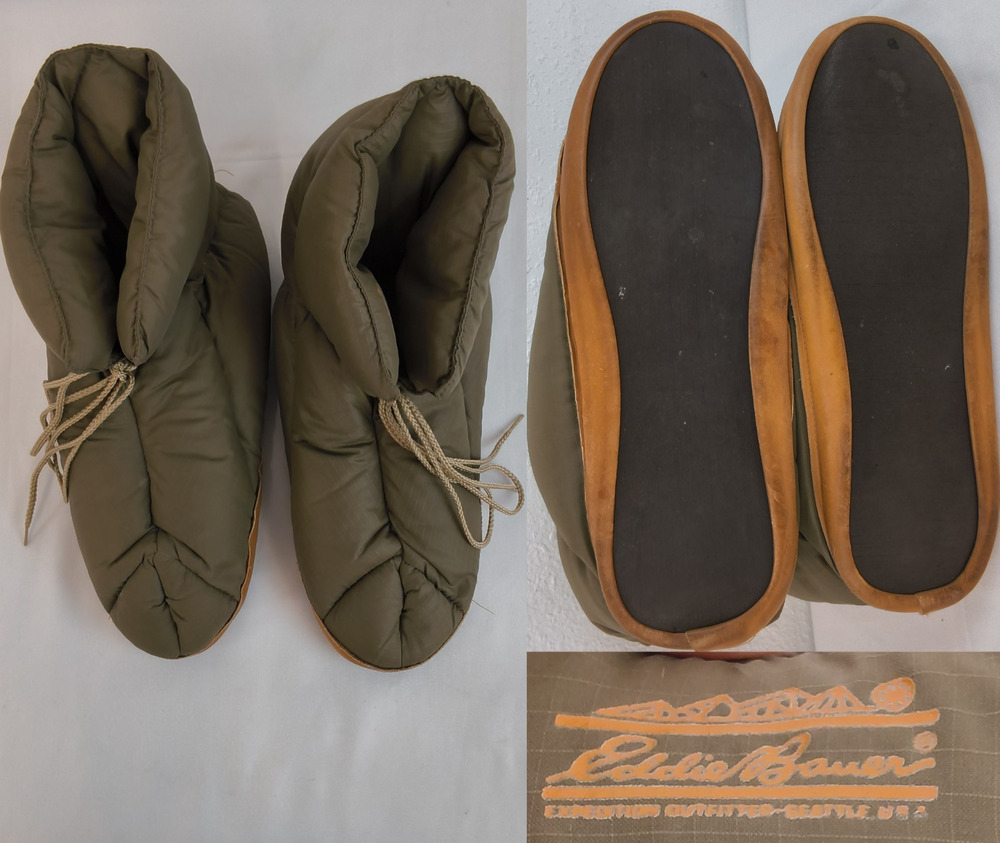 Eddie Bauer Goose Down Puffy Camp Slippers Men's XL Green Indoor/Outdoor #W5444
